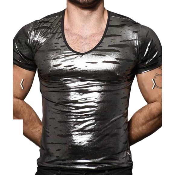 Andrew Christian Liquid Silver Tee Large - Picture 5 of 15